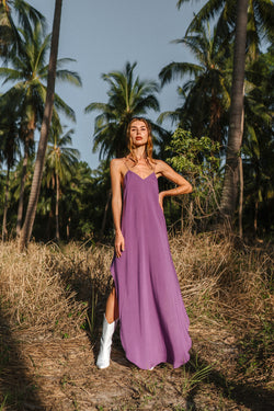 Purple maxi women light dress