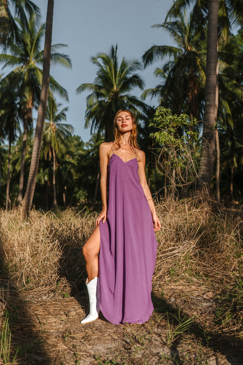 Purple maxi women light dress