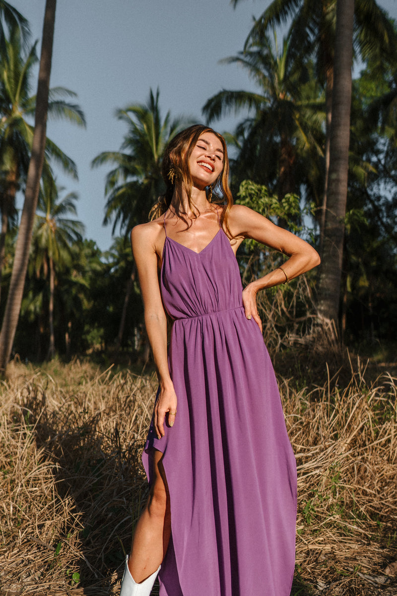 Purple maxi women light dress