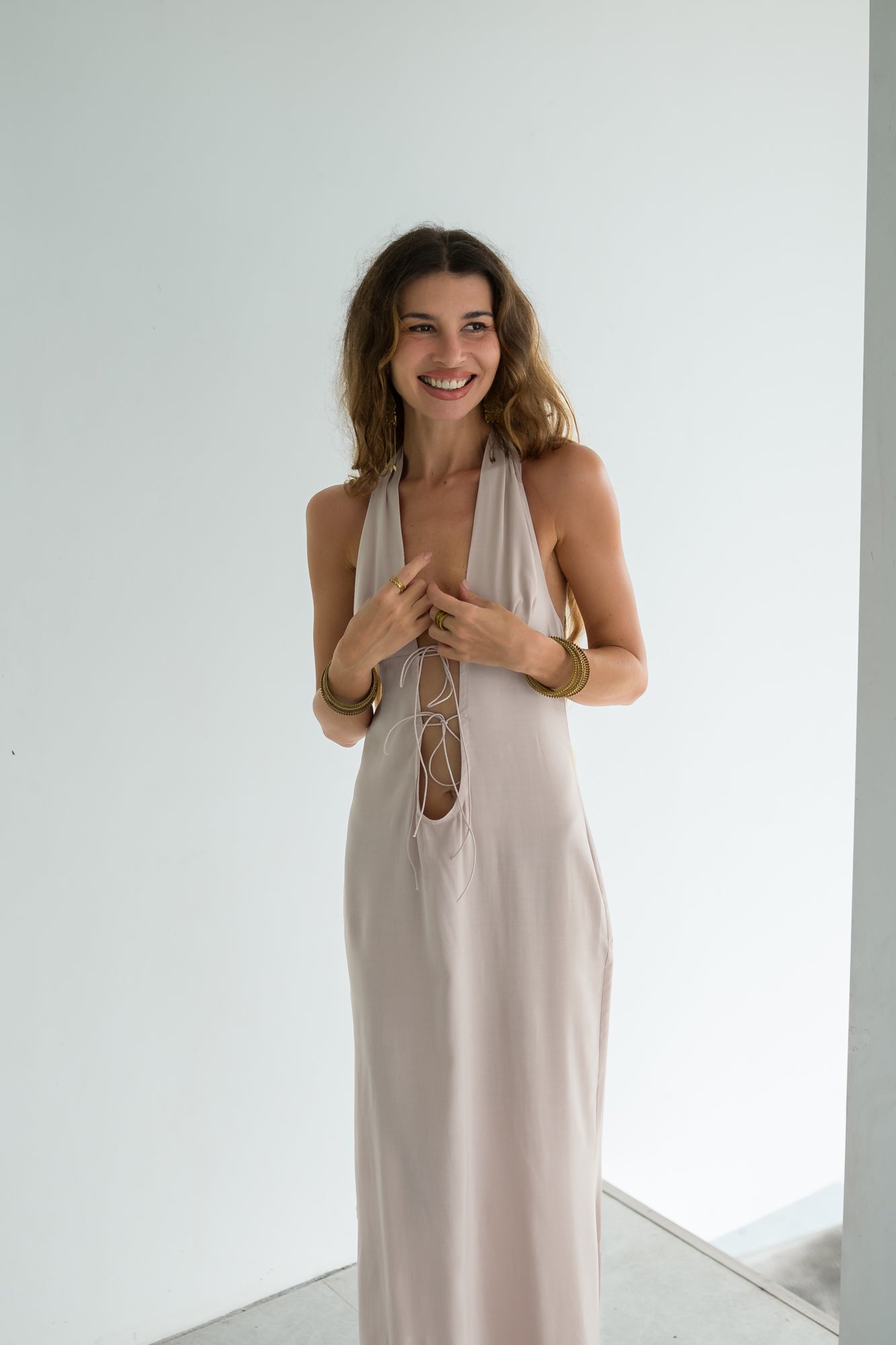 Monna Cut-Out Maxi Dress – Off White