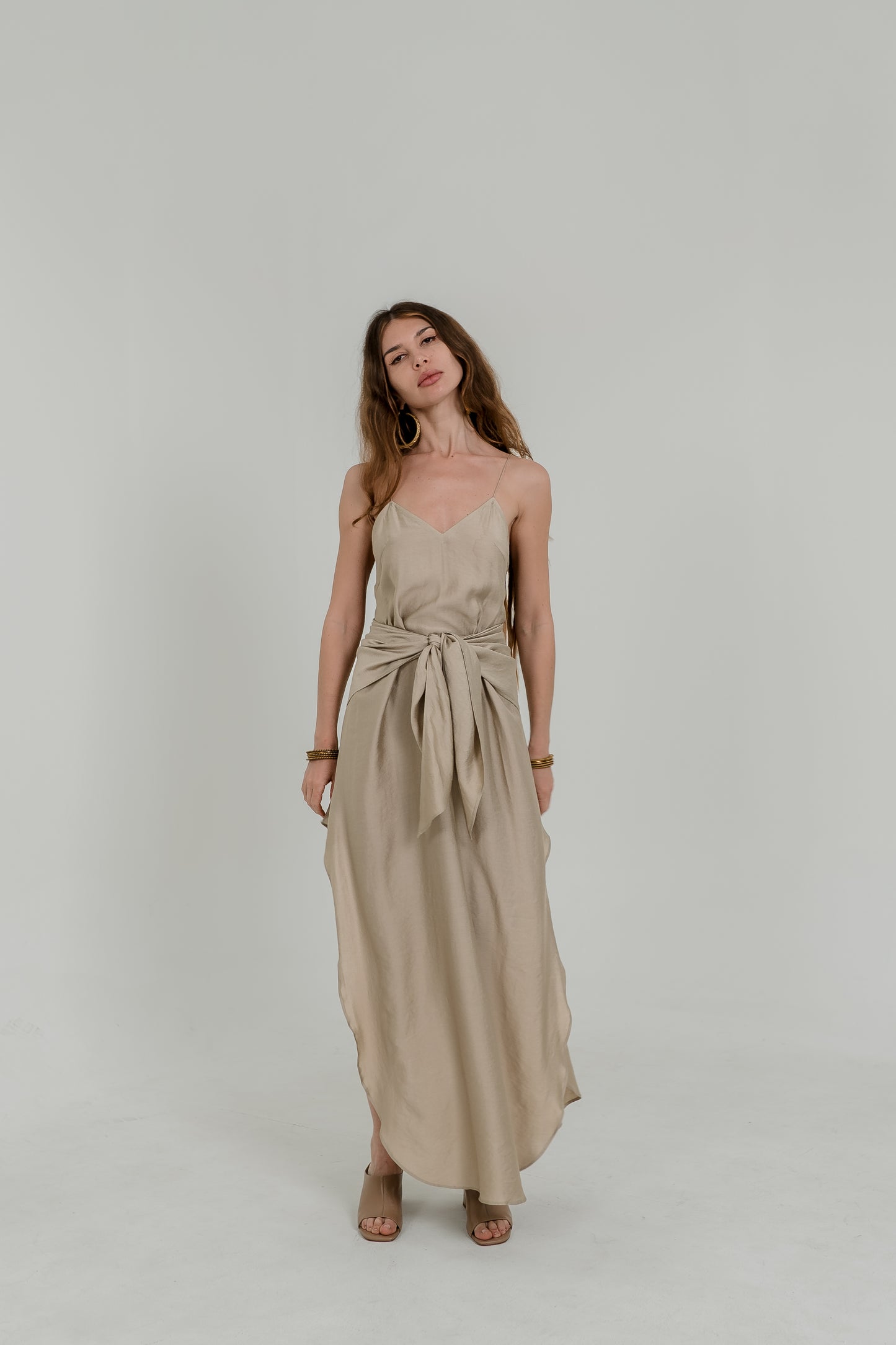 Beige Viscose Scarf / Bandana – Soft Minimal Accessory