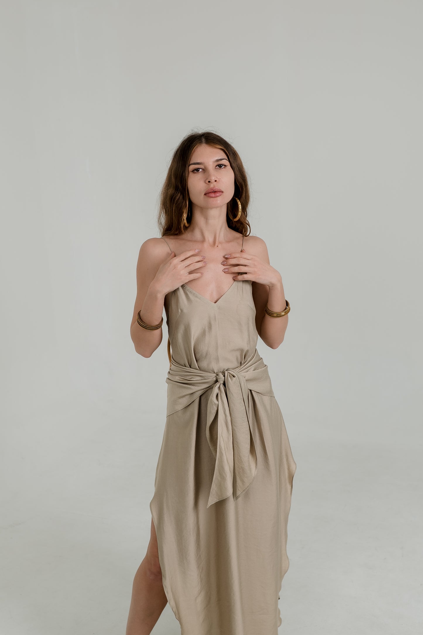 Beige Viscose Scarf / Bandana – Soft Minimal Accessory