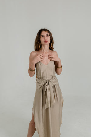 Beige Viscose Scarf / Bandana – Soft Minimal Accessory
