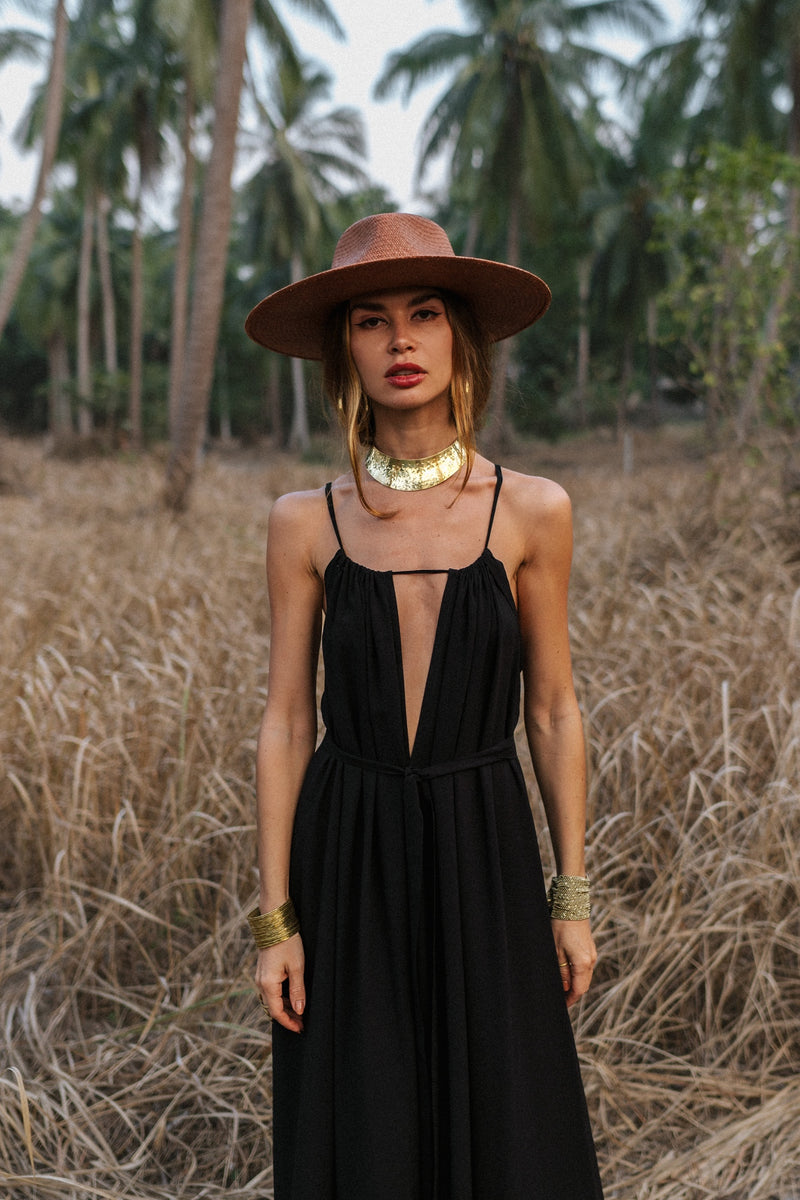 Divine black wide maxi dress