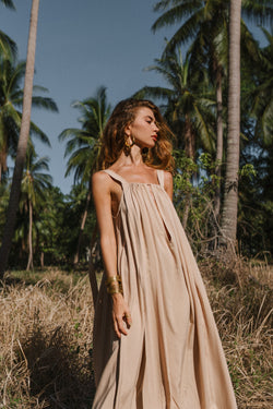 Divine light beige wide maxi dress