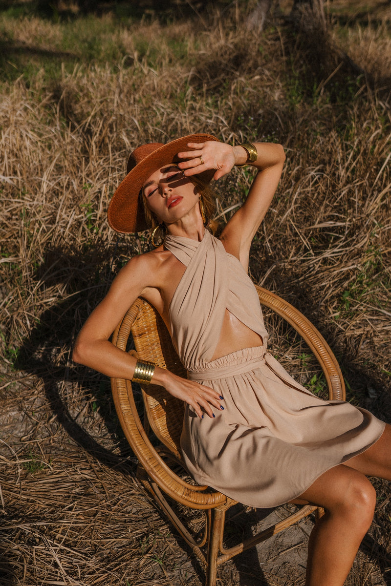 Amazon light beige mini dress