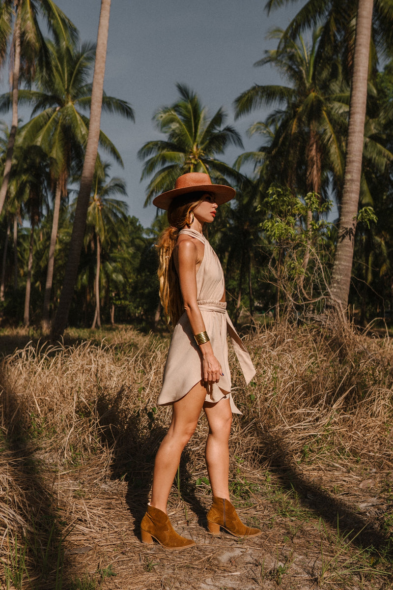 Amazon light beige mini dress