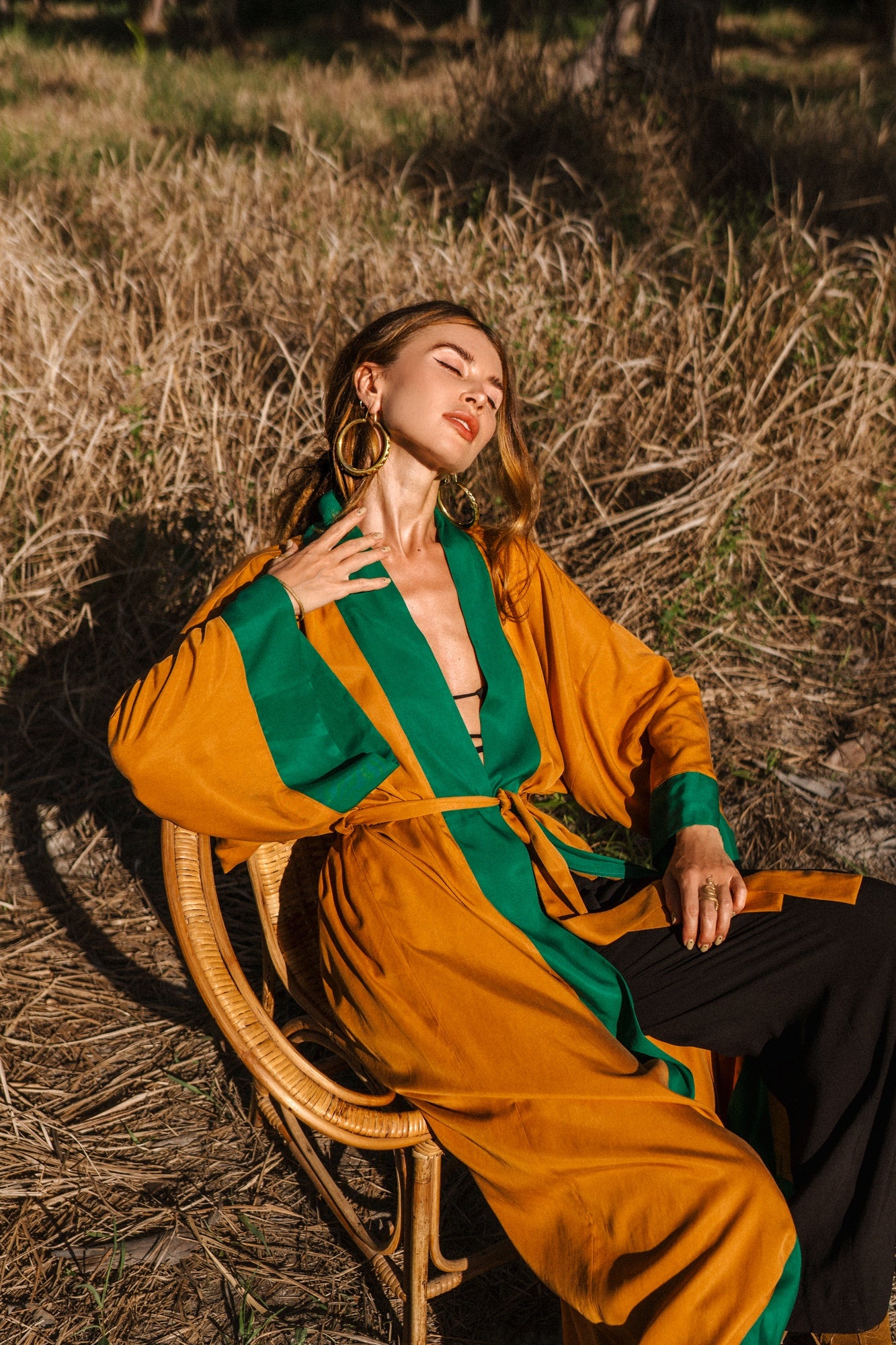 Two coloured orange maxi kimono ( Limited edition )