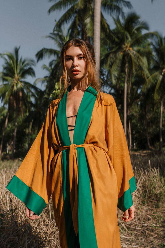 Two coloured orange maxi kimono ( Limited edition )