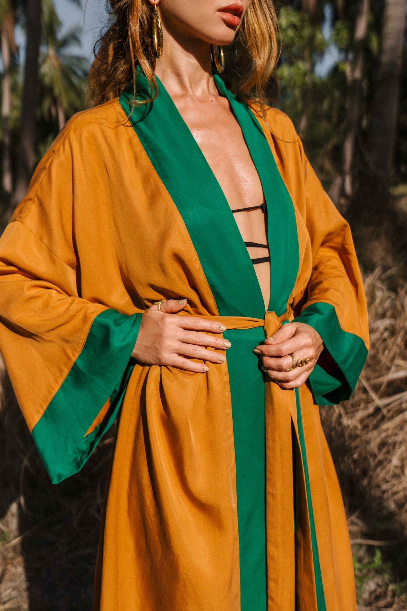 Two coloured orange maxi kimono ( Limited edition )