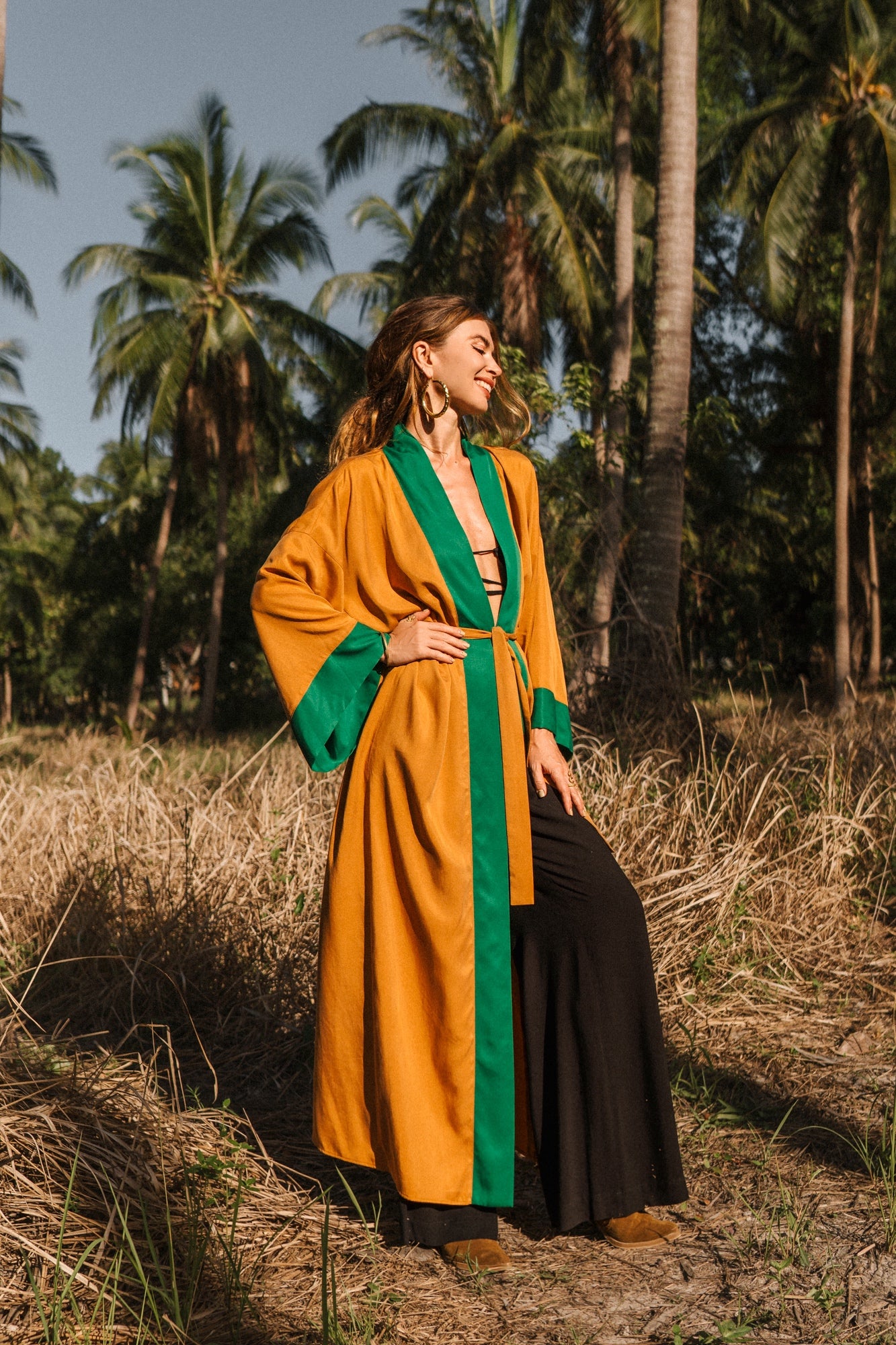 Two coloured orange maxi kimono ( Limited edition )