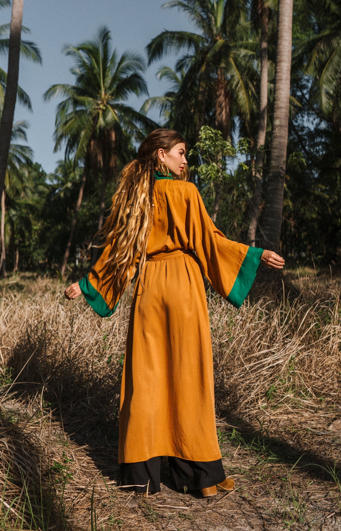 Two coloured orange maxi kimono ( Limited edition )