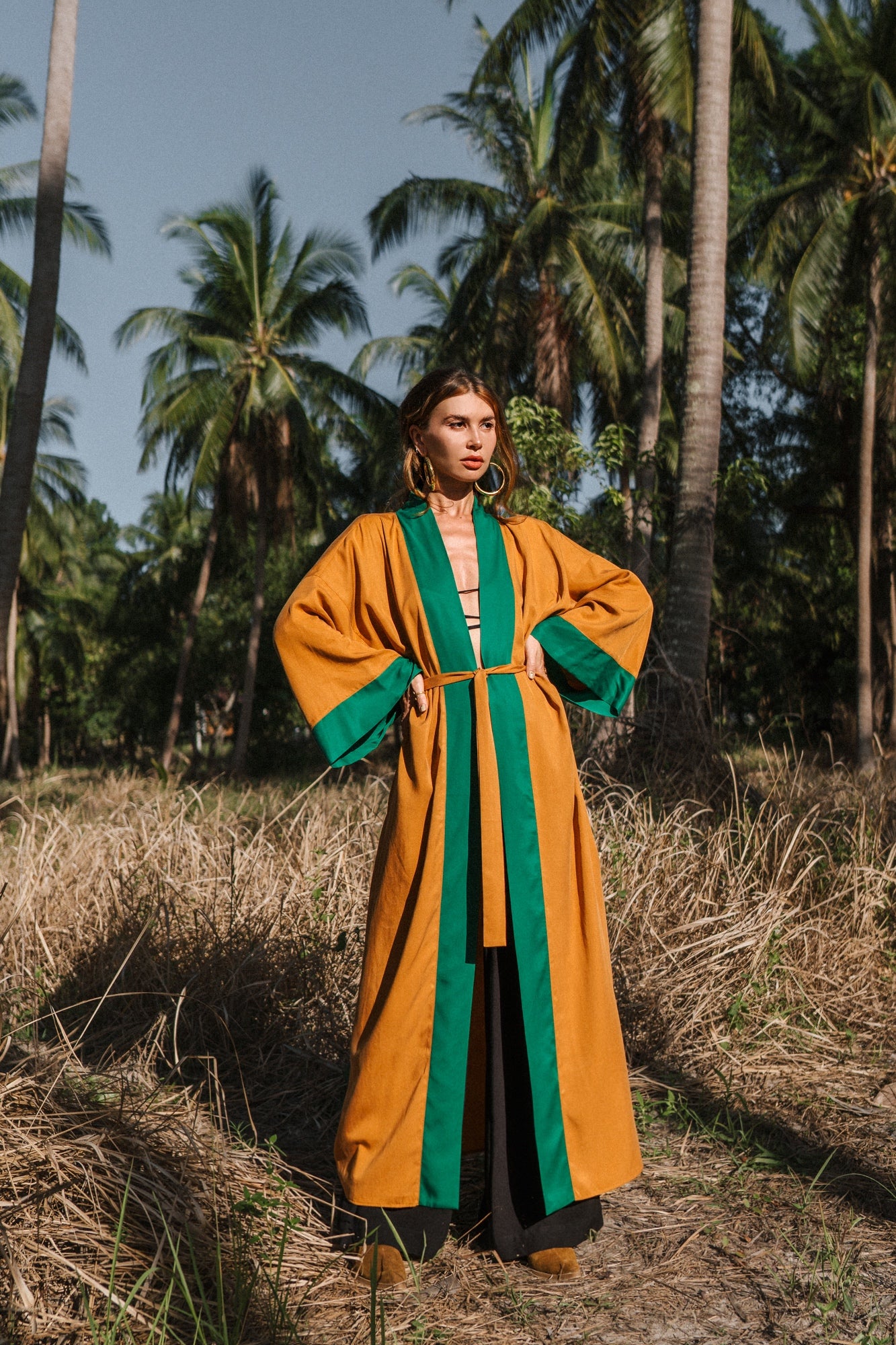 Two coloured orange maxi kimono ( Limited edition )