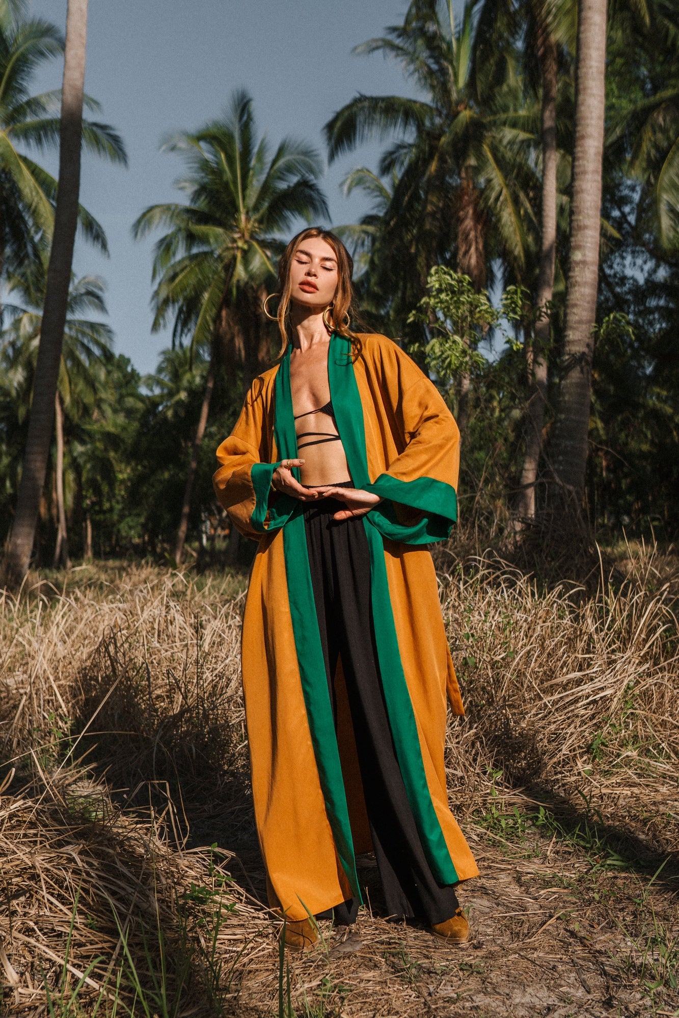 Two coloured orange maxi kimono ( Limited edition )