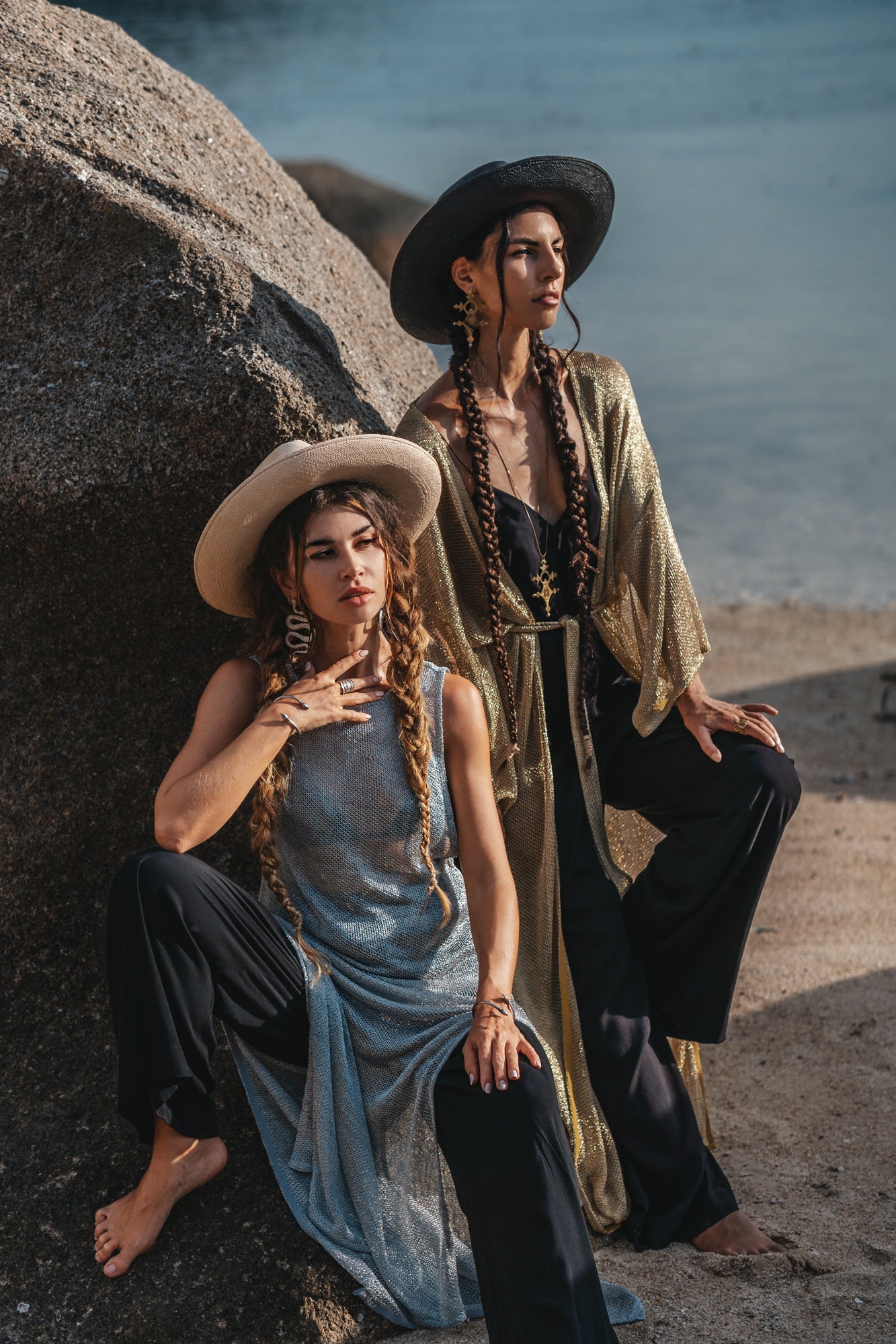 Women maxi silver net dress