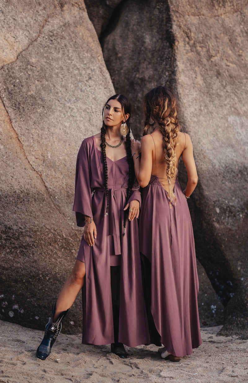 Women maxi purple slip dress