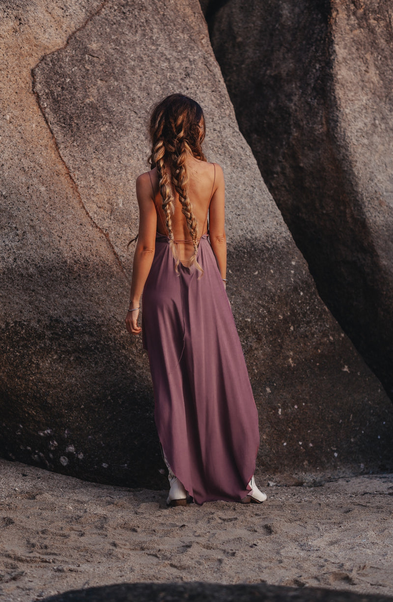 Women maxi purple slip dress