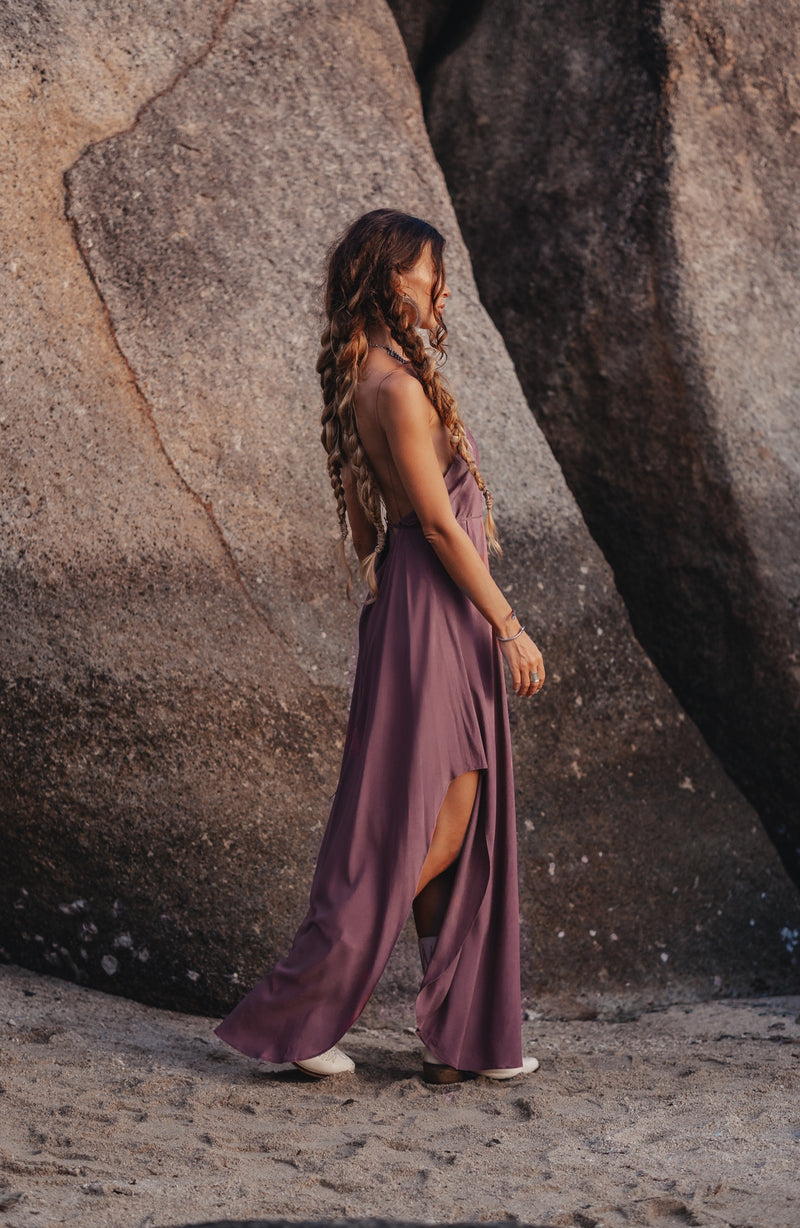 Women maxi purple slip dress