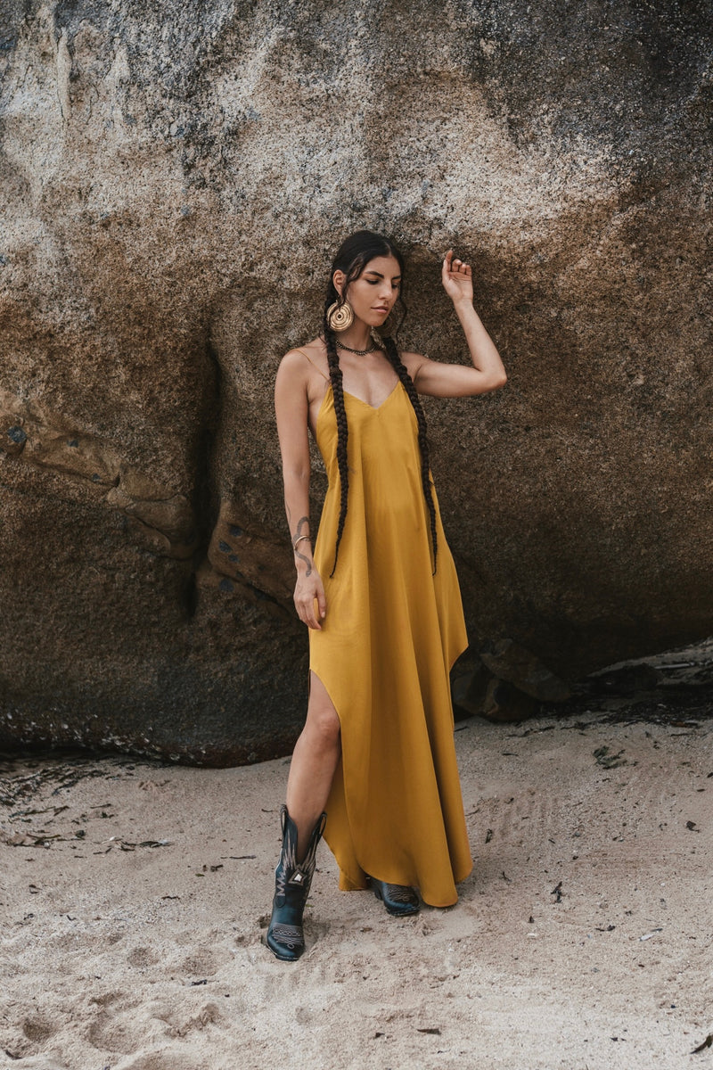 Women maxi yellow dress