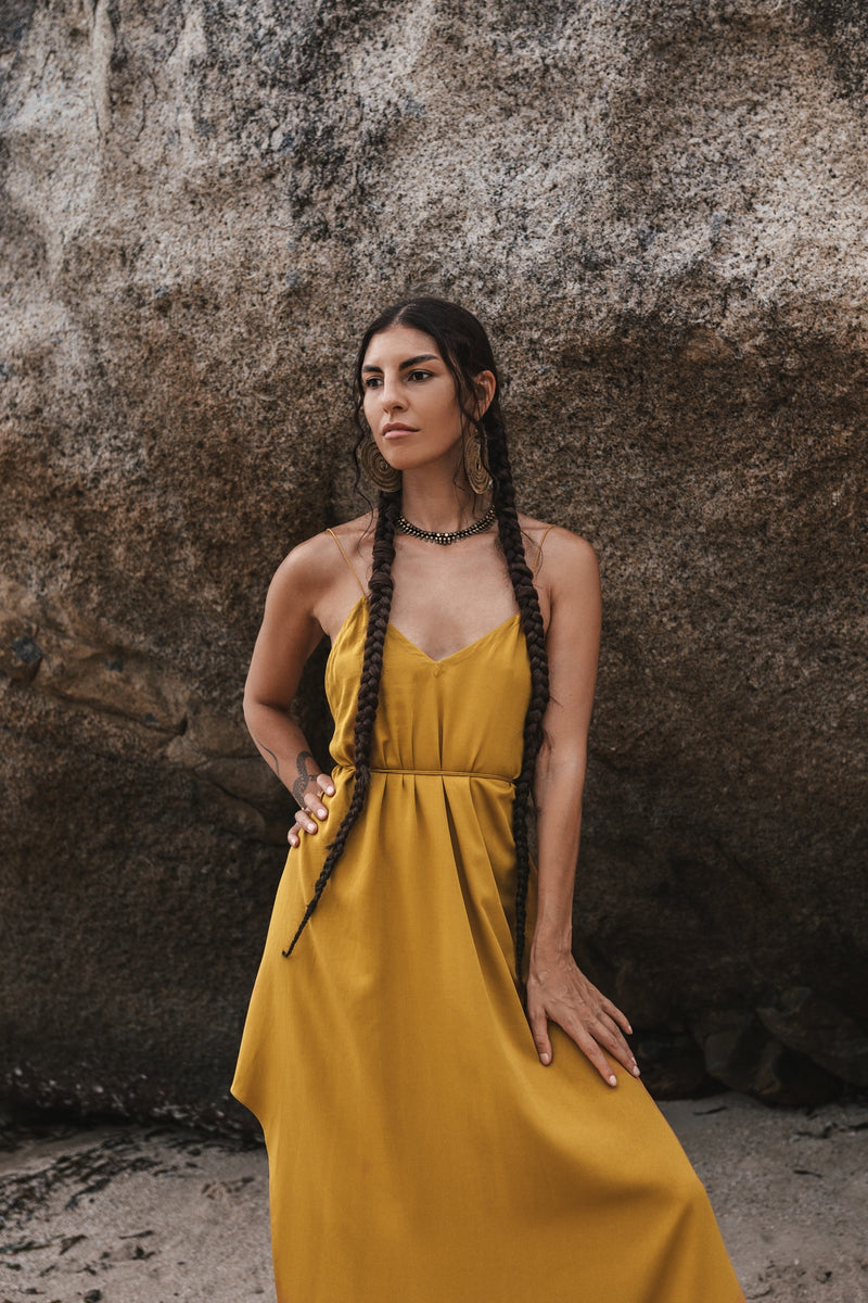 Women maxi yellow dress