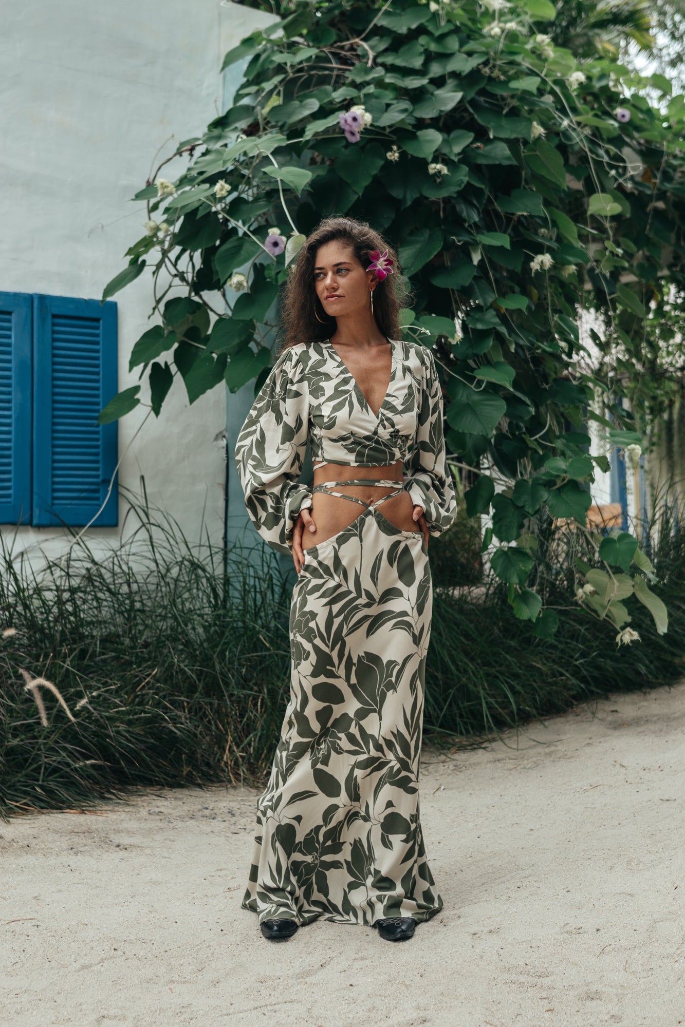 Bella top flower green