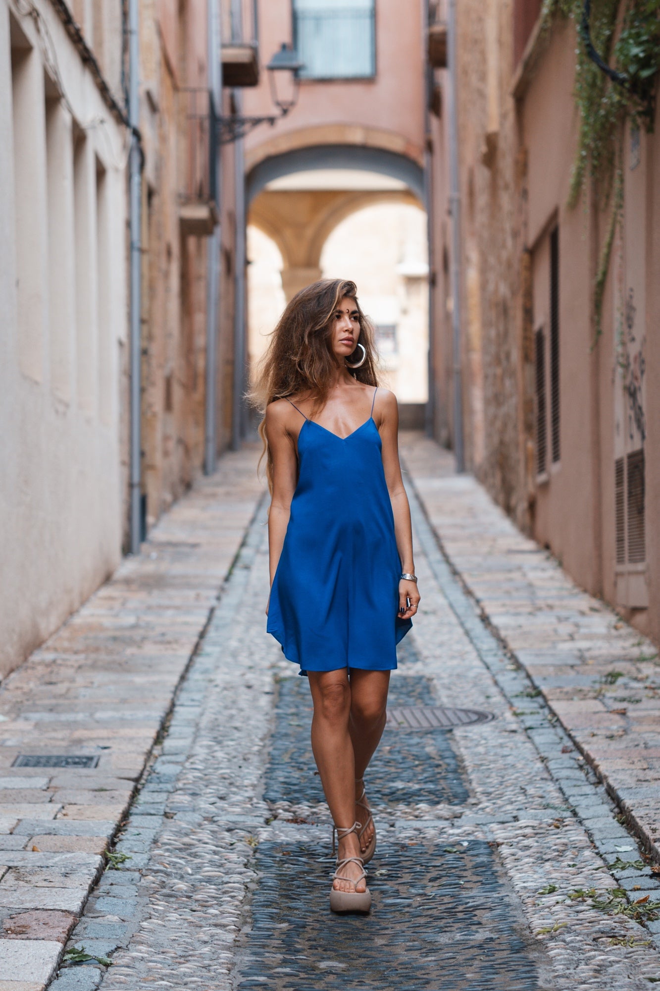 Electric blue slip dress