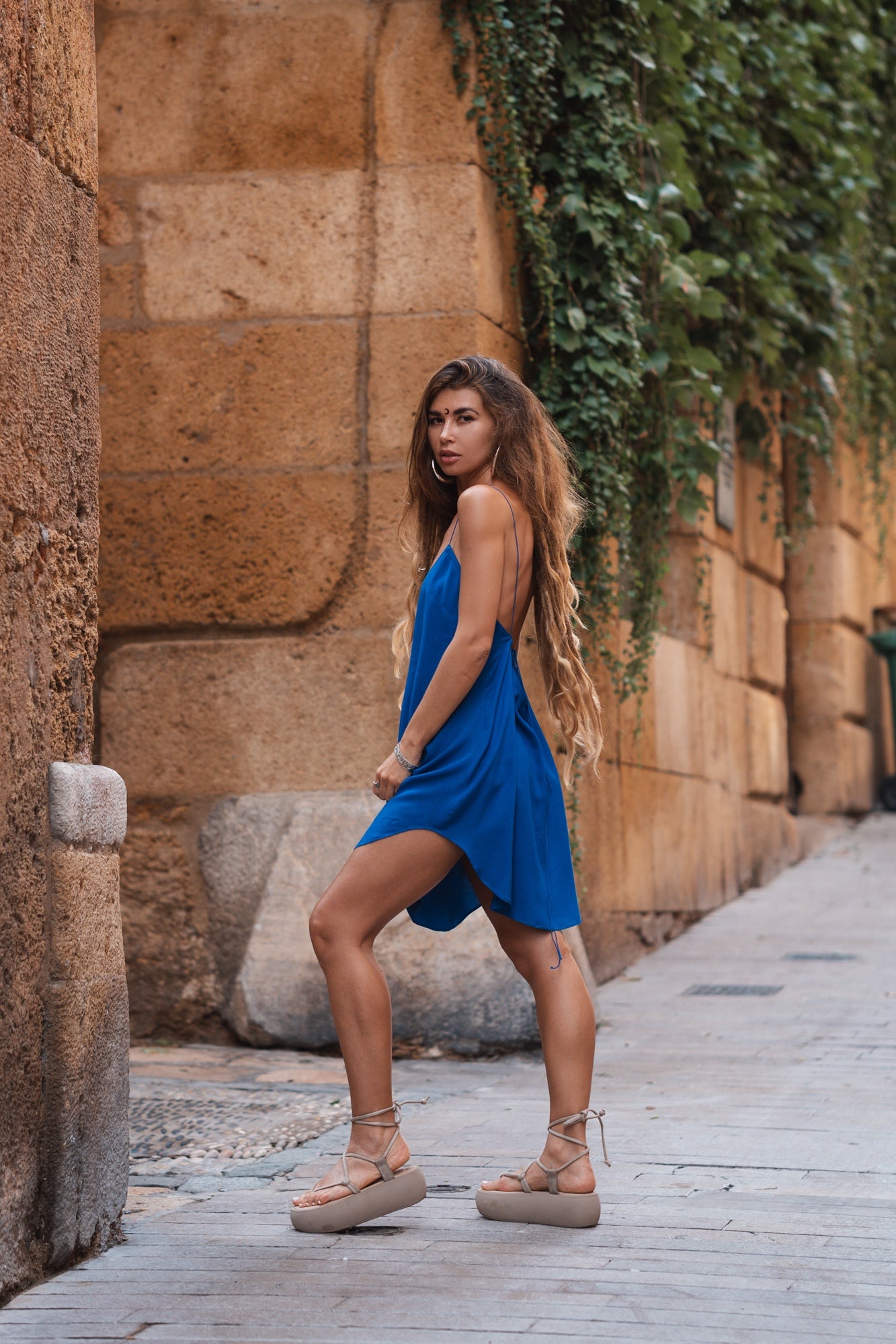 Electric blue slip dress