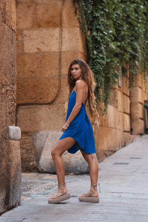 Electric blue slip dress