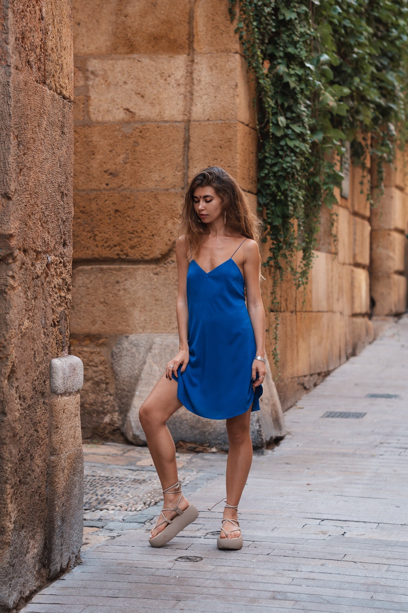 Electric blue slip dress