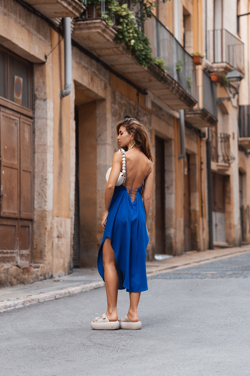 Midi electric blue slip dress