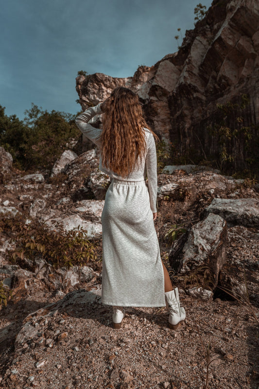 Women warm off white suit with skirt | Women autumn set | Spring women suit | Knitted women set Ivory knit women set White skirt women set