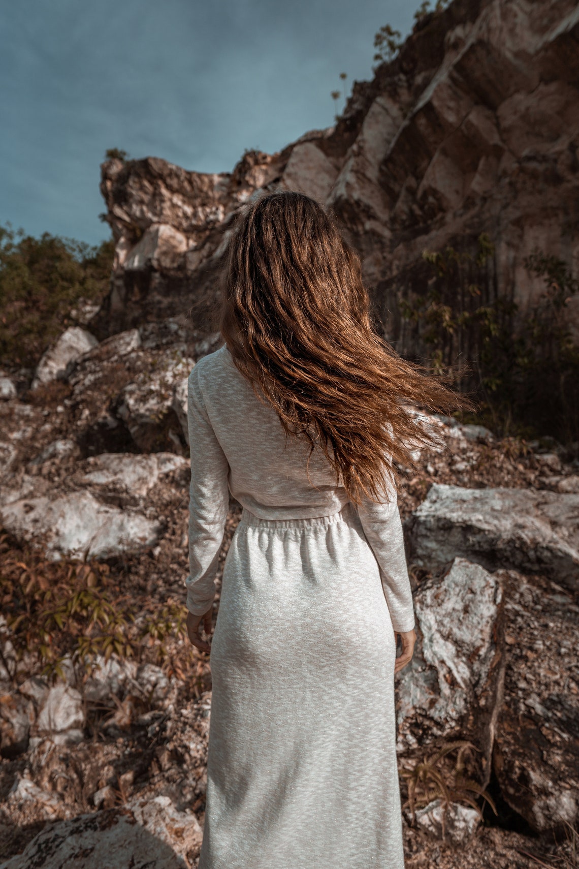 Women warm off white suit with skirt | Women autumn set | Spring women suit | Knitted women set Ivory knit women set White skirt women set