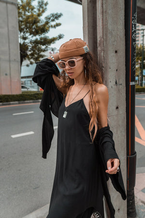 Women's set | Women's suit | Black | Dark | Elegant | Party | Dress | Trousers | Sleeveless | Viscose | Organic | Festival