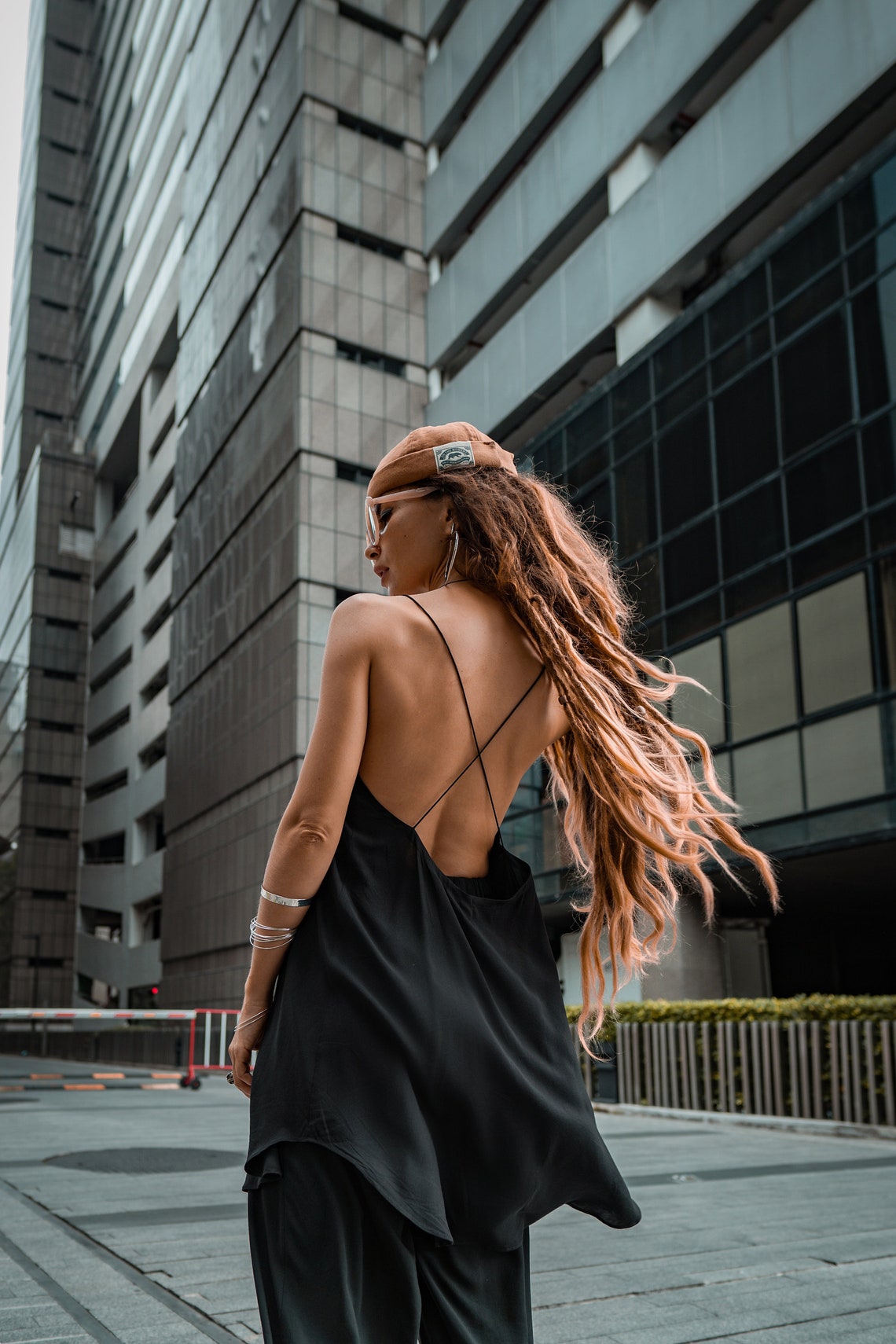 Women's set | Women's suit | Black | Dark | Elegant | Party | Dress | Trousers | Sleeveless | Viscose | Organic | Festival