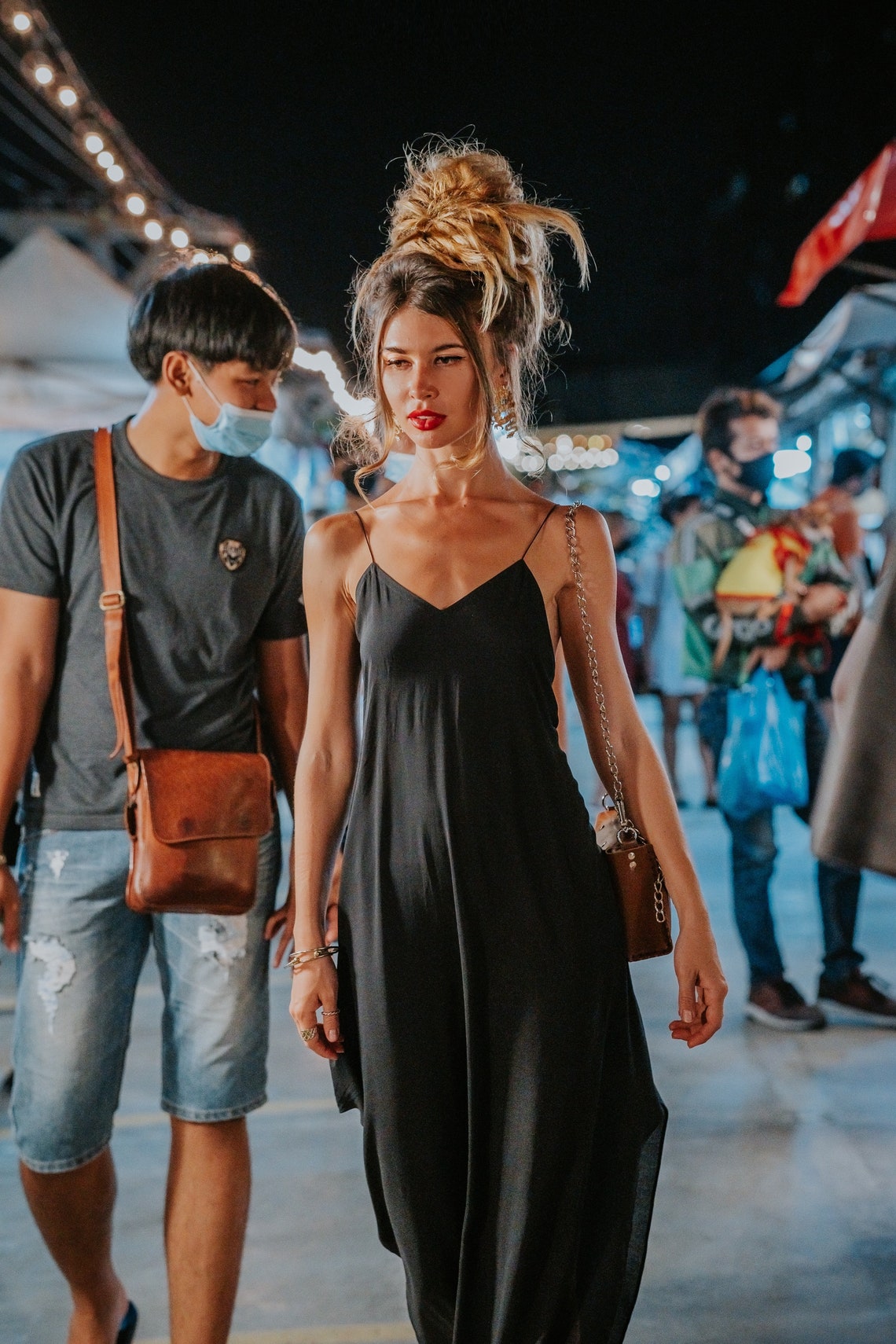 Women's Dress | Minimal | Dress | Dark | Cocktail | Party Dress | Maxi-length | Ankle length | Slip Dress | Black | Elegant | Cocktail