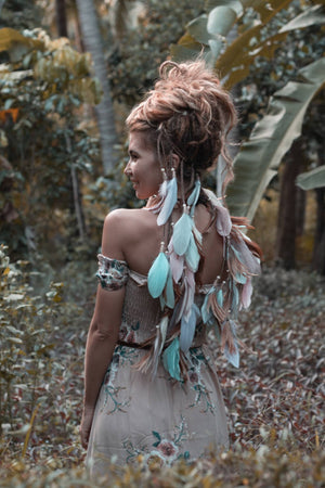 Pastel colours headpiece with feathers