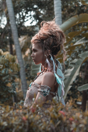 Pastel colours headpiece with feathers