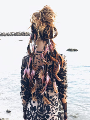 Pink and Black headpiece with soft feathers